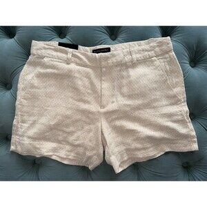 Banana Republic Shorts Women Chino Size 8 Tan White Geometric Pockets Linen NWT